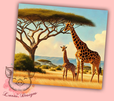 Giraffes 20 oz Skinny Tumbler Sublimation Design, Straight & Tapered Tumbler Png, Mama Baby Giraffe Tumbler Png, Digital Download PNG Sublimation Lara' s Designs 