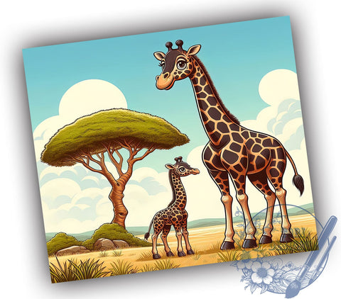 Giraffes 20oz Skinny Tumbler PNG, Mama Baby Giraffe Tumbler Sublimation Wrap, Straight & Tapered Tumbler Wrap, Instant Digital Download Sublimation ToriDesigns 