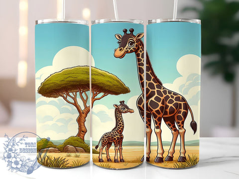 Giraffes 20oz Skinny Tumbler PNG, Mama Baby Giraffe Tumbler Sublimation Wrap, Straight & Tapered Tumbler Wrap, Instant Digital Download Sublimation ToriDesigns 