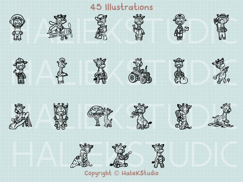 Giraffes SVG Design Set SVG HalieKStudio 