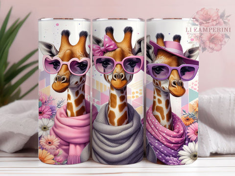 Giraffes Watercolor 20oz Tumbler Wrap PNG, Giraffe Lovers Tumbler Png, Straight & Tapered Tumbler Wrap, Instant Digital Download Sublimation Li Zamperini 