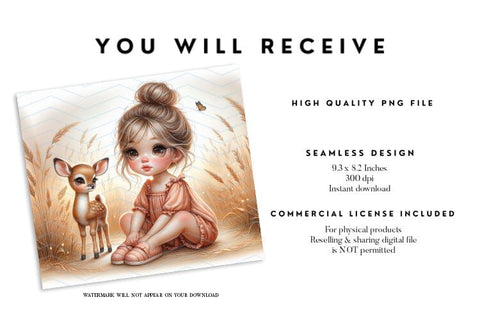 Girl and Baby Deer Tumbler Sublimation Wrap Sublimation BijouBay 