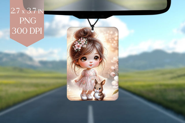 Girl and Bunny Car Air Freshener PNG Sublimation BijouBay 
