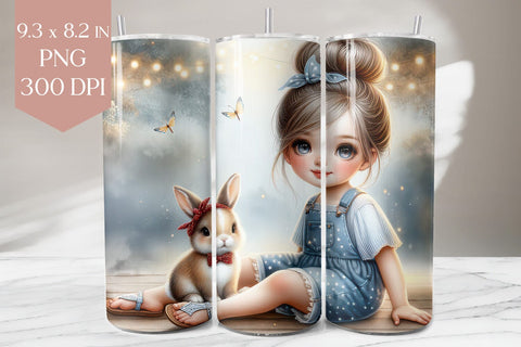 Girl and Bunny Tumbler Sublimation Wrap Sublimation BijouBay 
