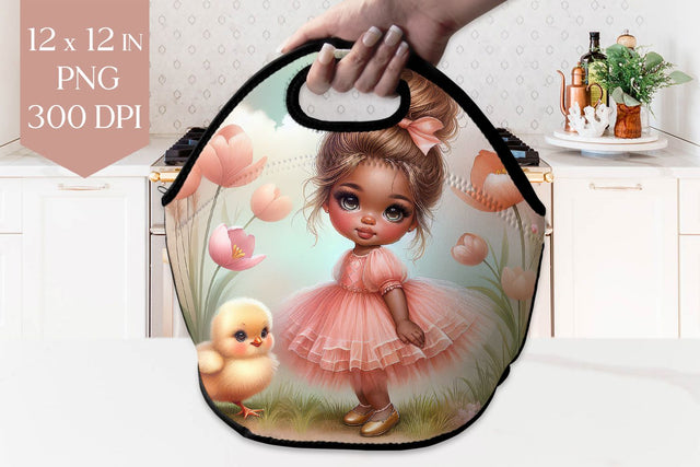 Girl and Chick Lunch Bag Sublimation PNG Sublimation BijouBay 