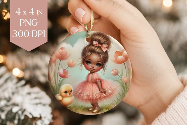 Girl and Chick Ornament PNG Sublimation BijouBay 