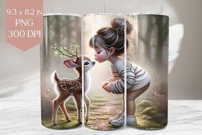 Girl and Deer Tumbler PNG Sublimation BijouBay 