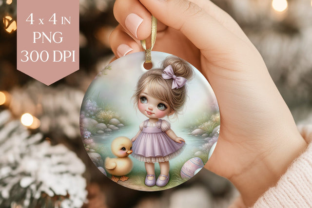 Girl and Duck Ornament PNG Sublimation BijouBay 