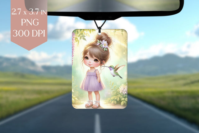 Girl and Hummingbird Car Air Freshener PNG Sublimation BijouBay 