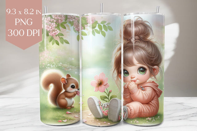 Girl and Squirrel Tumbler Wrap Sublimation BijouBay 