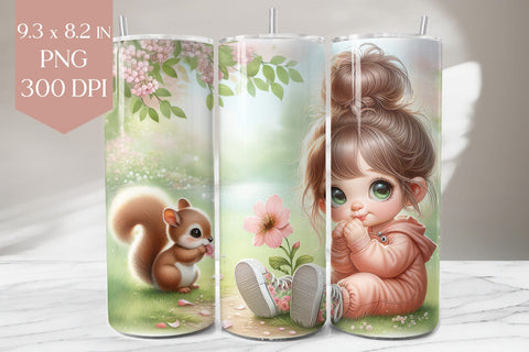 Girl and Squirrel Tumbler Wrap Sublimation BijouBay 