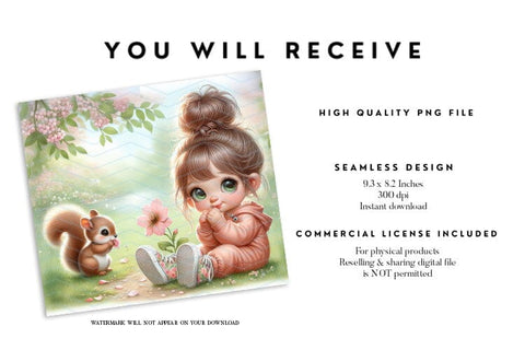 Girl and Squirrel Tumbler Wrap Sublimation BijouBay 