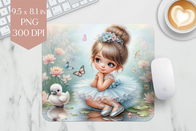 Girl and Swan Mouse Pad PNG Sublimation BijouBay 