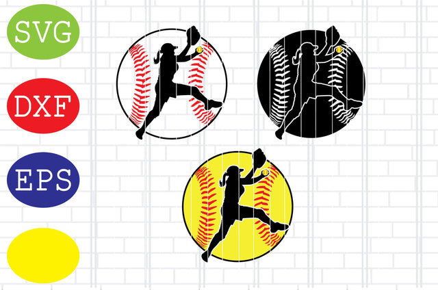 Girl Baseball Player Svg, Softball Silhouette, Softball File, Baseball Cut File, Sport Svg, Jpg, Eps, Dxf Files SVG DigitalSvgFiles 