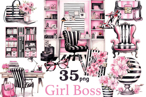 Girl Boss Clipart | Business Girl Clipart Set SVG GlamArtZhanna 