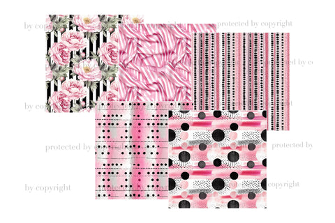 Girl Boss Digital Paper | Black Pink Background Digital Pattern GlamArtZhanna 