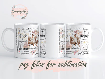 Girl Boss Strong Women Positive Mug Wrap Design, Instant Digital Design Download Mug Wrap Design, Mug Design PNG11oz Sublimation PrintingLife 