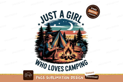 Girl Camping Bonfire Under Starry Night Sublimation Designangry 