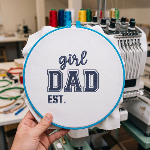 Girl Dad Embroidery Design – Varsity Dad EST Typography Father's Day Machine Embroidery File Embroidery/Applique DESIGNS PatternFeed8 