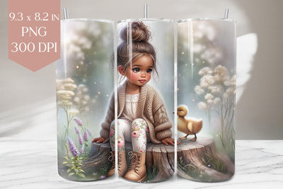 Girl & Duckling Tumbler Wrap PNG Sublimation BijouBay 