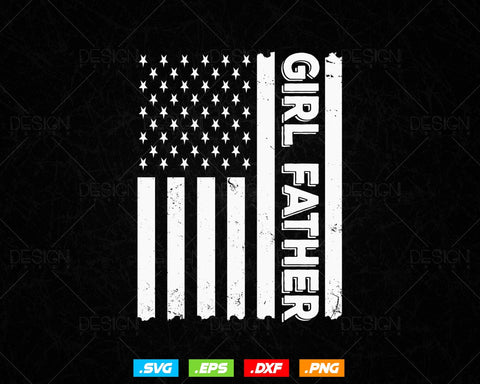 Girl Father Dad Fathers Day Svg, Girl Daddy T shirt Design Printable Png for 4th of July USA American Flag Patriotic Gift, Instant Download SVG DesignDestine 