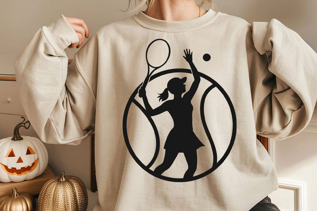 Girl Female Tennis Player Ball Contour, Vector Files for Cricut, Silhouette SVG DesignDestine 