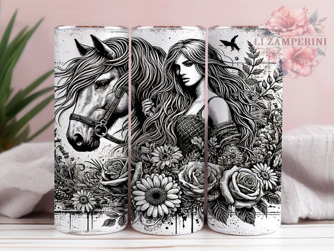 Girl & Horse 20oz Equestrian Tumbler, Equestrian Drinkware, 20oz Sublimation, Custom Horse Mug, Kids Tumbler, Horse Lover Gift, Personalized Girl Cup Sublimation Li Zamperini 
