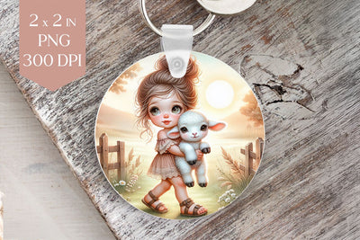 Girl Hugging Lamb at Sunset PNG Sublimation Sublimation BijouBay 