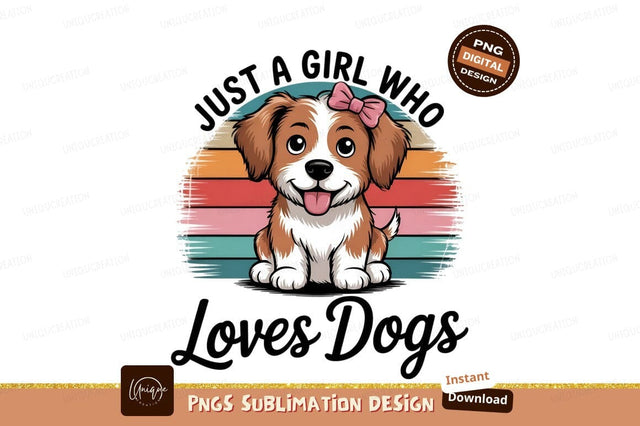 Girl Loves Dogs Illustration Sublimation Png Sublimation Designangry 