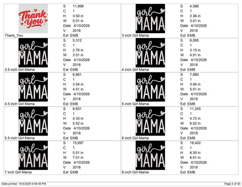 Girl Mama Embroidery Design – Minimalist Mom Typography Heart Machine Embroidery File Embroidery/Applique DESIGNS PatternFeed8 