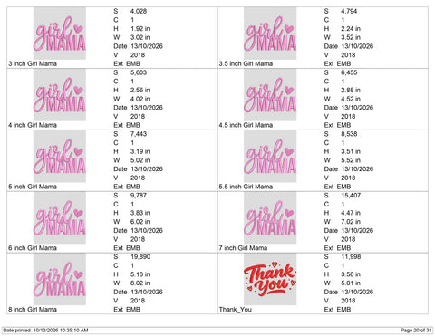 Girl Mama Embroidery Design – Pink Heart Girl Mom Script Machine Embroidery File – Cute Mother's Day Gift Design Embroidery/Applique DESIGNS PatternFeed8 