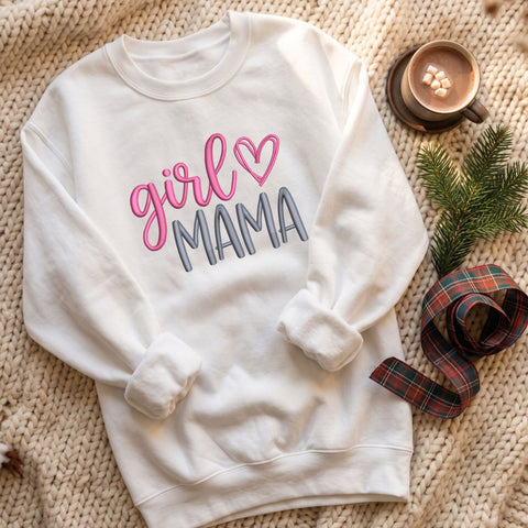 Girl Mama Embroidery Design – Pink Heart Girl Mom Typography Mother's Day Machine Embroidery File Embroidery/Applique DESIGNS PatternFeed8 