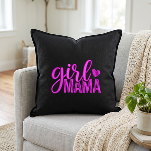 Girl Mama Embroidery Design – Pink Heart Girl Mom Typography Mother's Day Machine Embroidery File Embroidery/Applique DESIGNS PatternFeed8 
