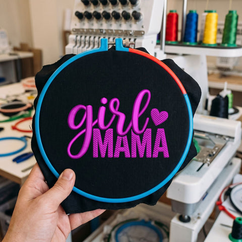 Girl Mama Embroidery Design – Pink Heart Girl Mom Typography Mother's Day Machine Embroidery File Embroidery/Applique DESIGNS PatternFeed8 