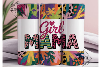 Girl Mama Leopard Floral 20oz Tumbler Sublimation sassyprint 