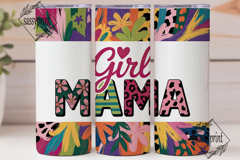 Girl Mama Leopard Floral 20oz Tumbler Sublimation sassyprint 