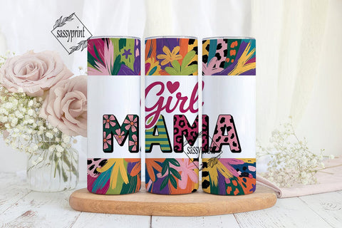 Girl Mama Leopard Floral 20oz Tumbler Sublimation sassyprint 