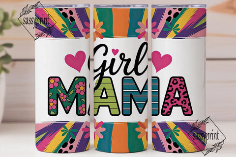 Girl Mama Leopard Floral 20oz Tumbler Sublimation sassyprint 