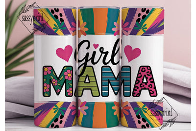 Girl Mama Leopard Floral 20oz Tumbler Sublimation sassyprint 