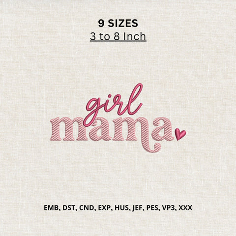 Girl Mama Machine Embroidery Design – Cute Mom Heart Embroidery File Embroidery/Applique DESIGNS PatternFeed8 