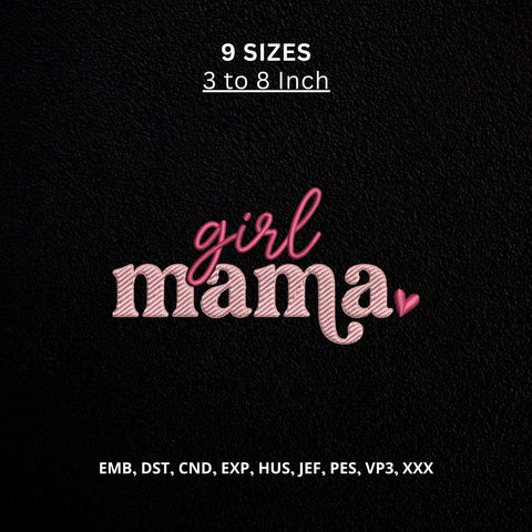 Girl Mama Machine Embroidery Design – Cute Mom Heart Embroidery File Embroidery/Applique DESIGNS PatternFeed8 