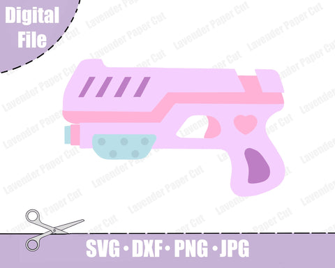 Girl Pink Nerf Gun SVG Cut File for Cricut and Silhouette, Girl toy gun, Kawaii Nerf Gun, Great for Birthday Parties or gift SVG Lavender Paper Cut 