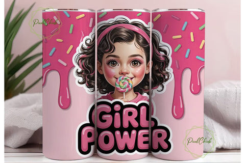 Girl Power 20oz Tumbler Wrap Sublimation PixelChick 