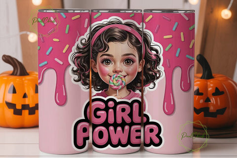 Girl Power 20oz Tumbler Wrap Sublimation PixelChick 