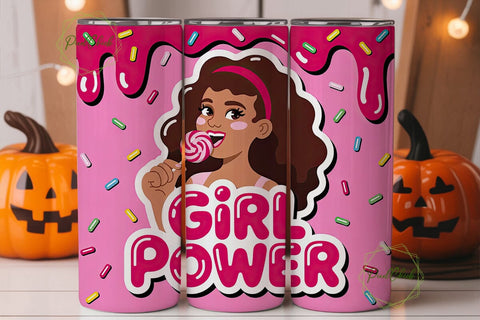 Girl Power 20oz Tumbler Wrap Sublimation PixelChick 