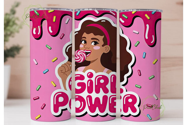Girl Power 20oz Tumbler Wrap Sublimation PixelChick 