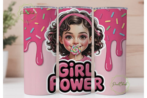 Girl Power 20oz Tumbler Wrap Sublimation PixelChick 