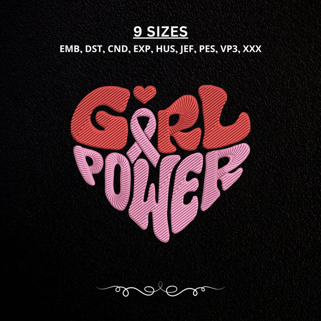 Girl Power Breast Cancer Awareness Embroidery Design – Pink Ribbon Machine Embroidery File, Women Empowerment Design Embroidery/Applique DESIGNS PatternFeed8 