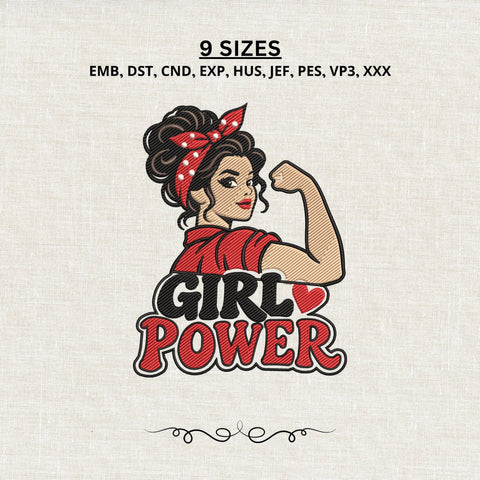Girl Power Embroidery Design – Strong Woman Rosie Inspired Machine Embroidery File, Feminist Girl Shirt Design, Women Empowerment Embroidery/Applique DESIGNS PatternFeed8 