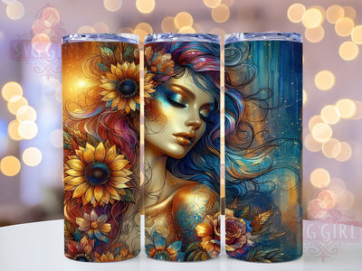 Girl Power Glitter Sunflower Tumbler, Girl Power Tumbler Wrap, 20oz Sublimation Tumbler, Floral Glitter Tumbler, Boho Sunflower Tumbler, Sparkly Flower Tumbler, Trendy Girl Tumbler Design Sublimation SvggirlplusArt 